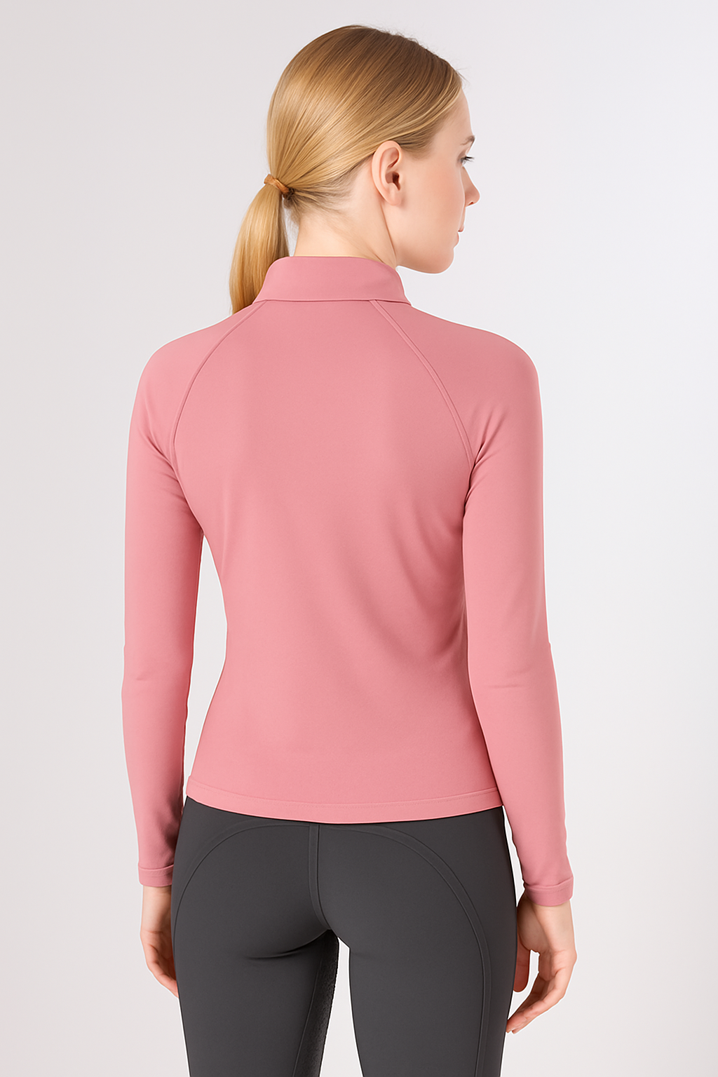 EQUESTRIAN ππππ πππππ LONG SLEEVE | PINK WITH WHITE LOGO PRINT TECHNICAL STRETCH