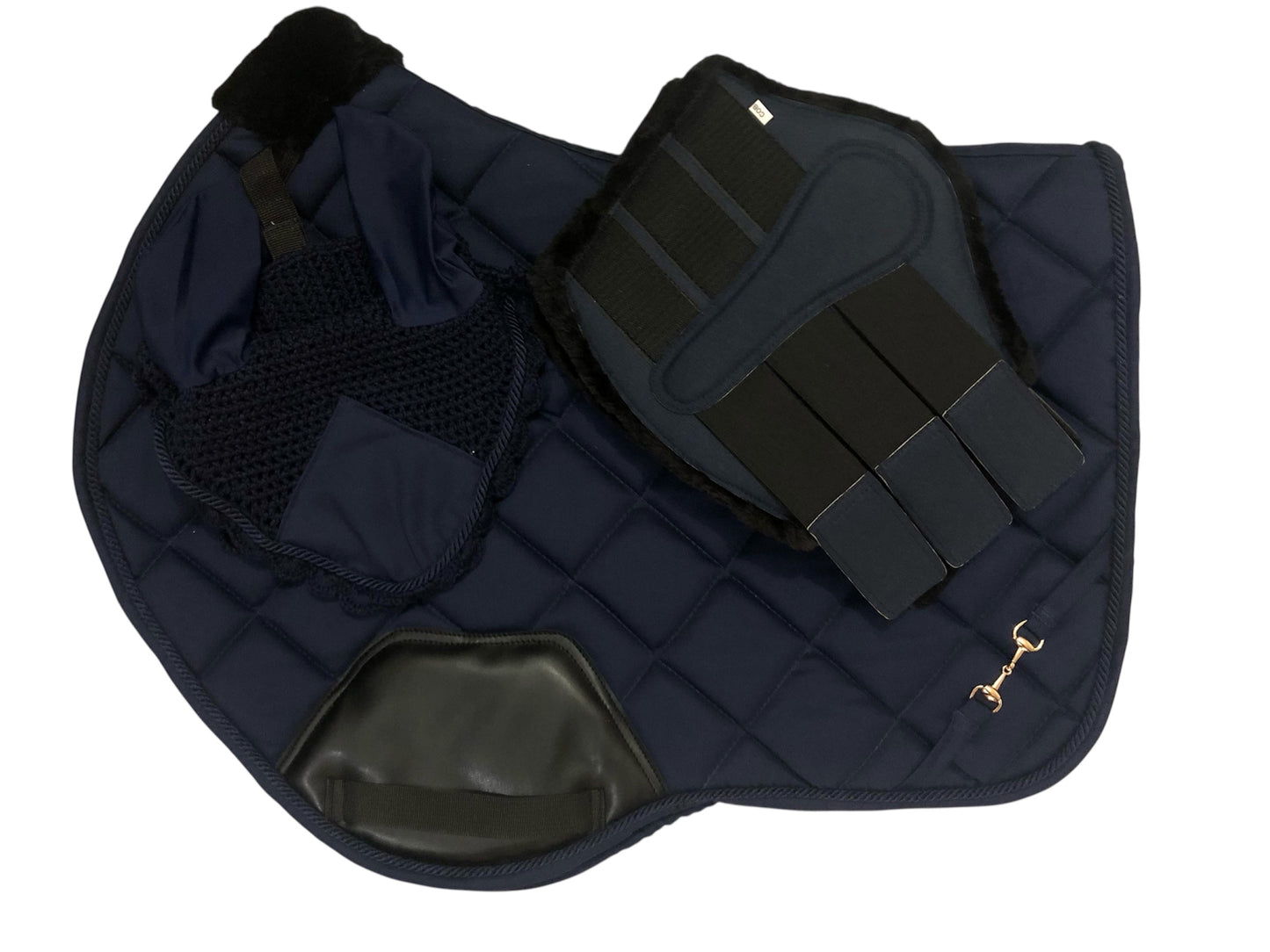 ๐ Equestrian Navy Quilted Saddle Pad with Gold Bit Detail | Small Town Girl