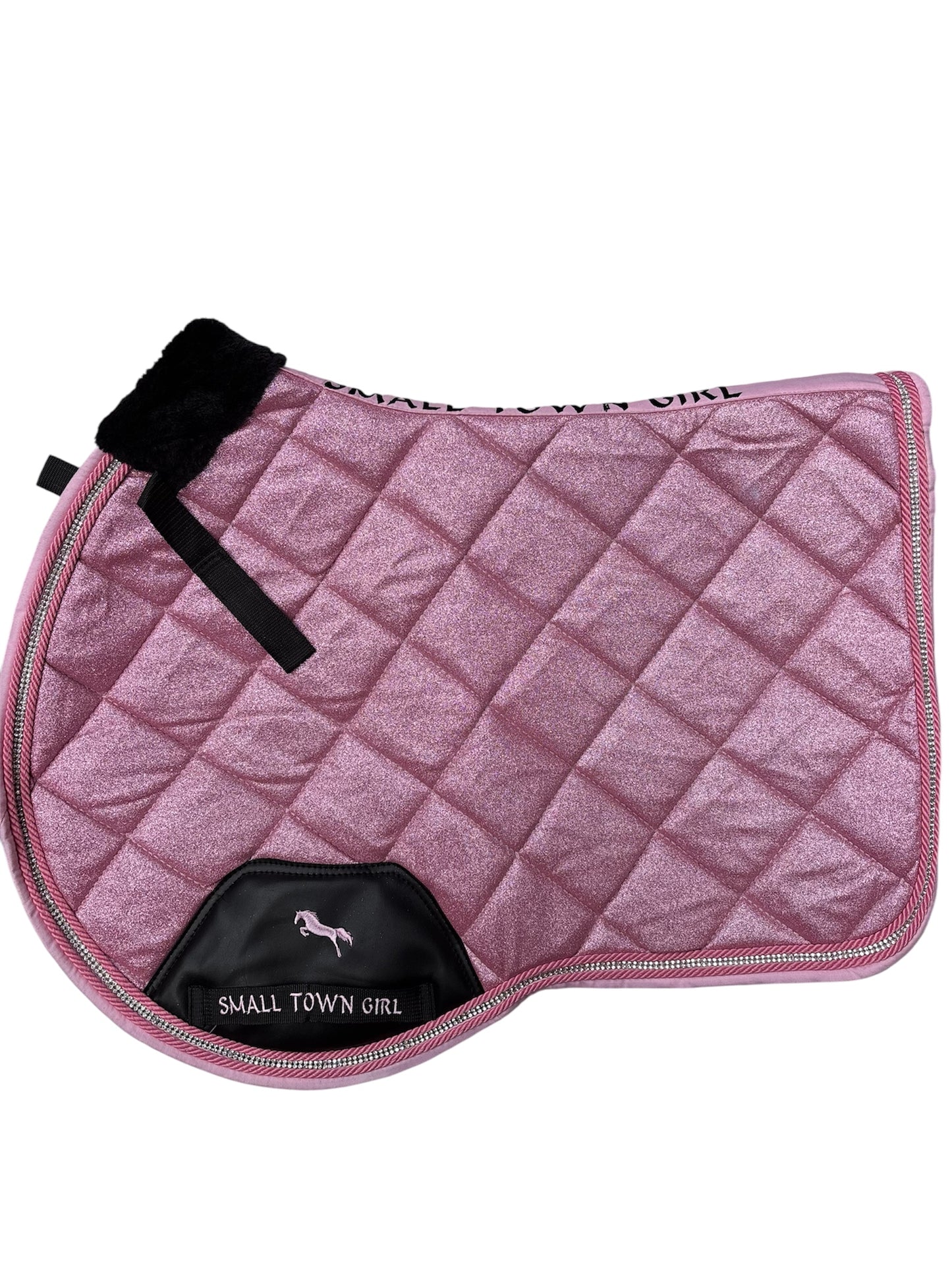 š Pink Glitter & Rhinestone Saddle Pad ā Glam Equestrian Style | Small Town Girl