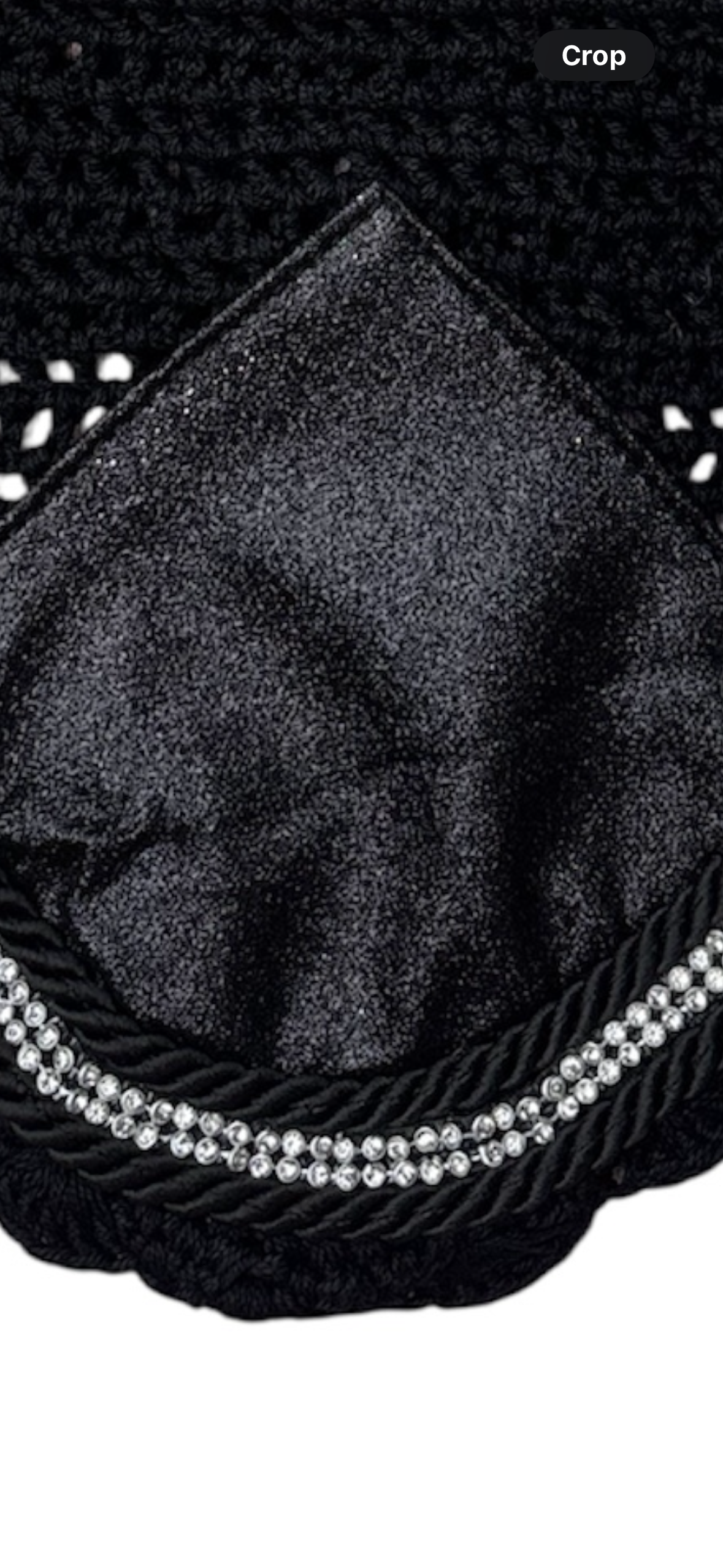 Black Glitter Horse Ear Bonnet – Rhinestone Trim