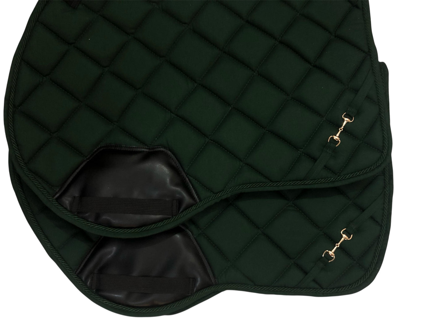 🌿 Equestrian Hunter Green Quilted Saddle Pad with Gold Bit Detail | Small Town Girl