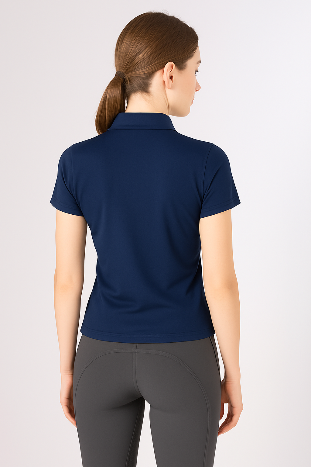 EQUESTRIAN ππππ πππππ SHORT SLEEVE | NAVY BLUE WITH WHITE LOGO PRINT TECHNICAL STRETCH