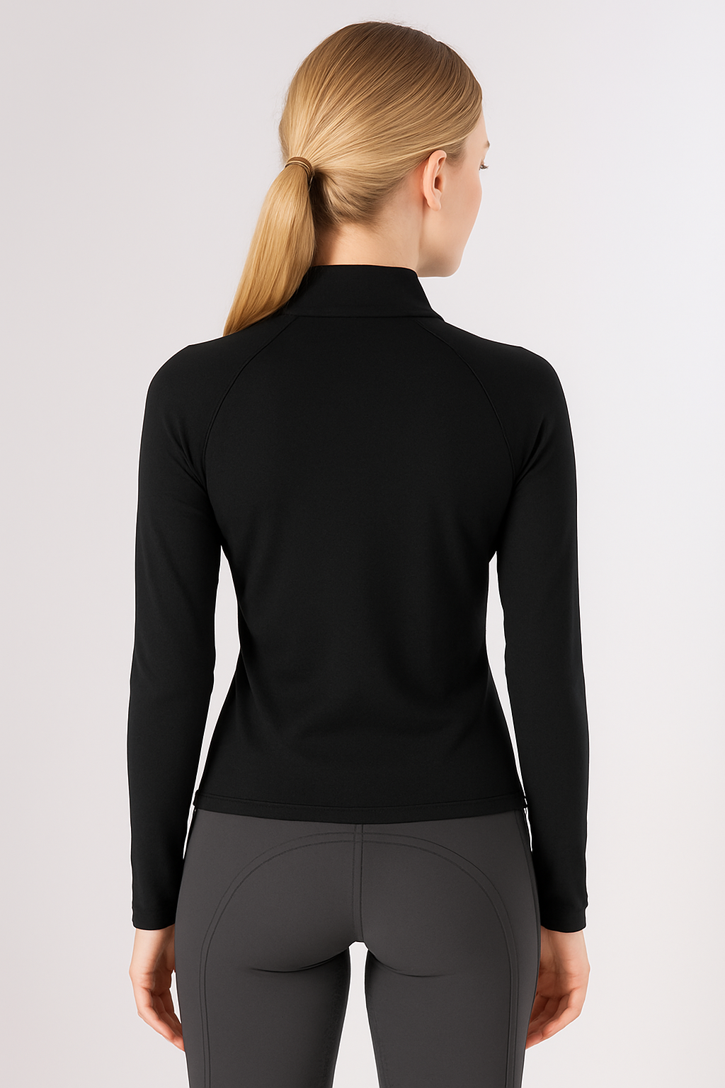 EQUESTRIAN ππππ πππππ LONG SLEEVE | BLACK WITH PURPLE SILICONE PRINT TECHNICAL STRETCH