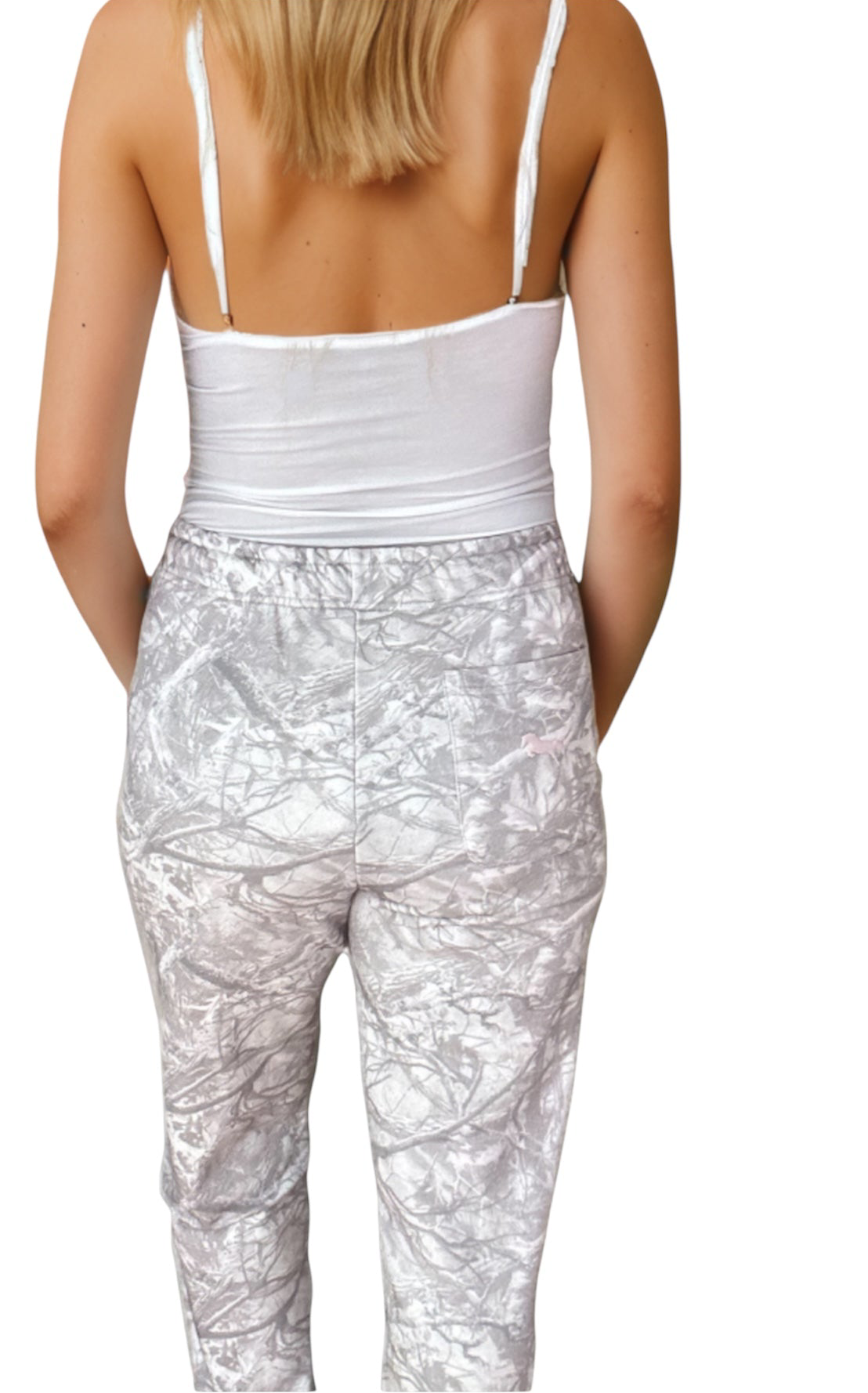 Aspen Camo Sweatpants - With pink puff print horse logo on the back pocket