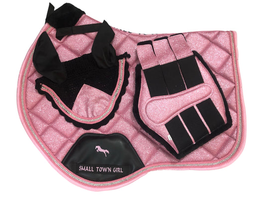 π Pink Glitter & Rhinestone Saddle Pad β Glam Equestrian Style | Small Town Girl