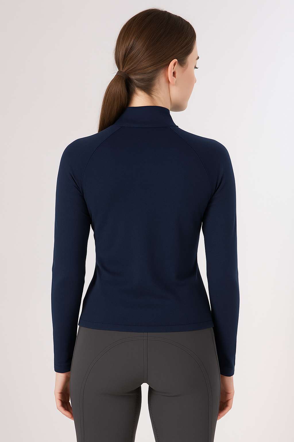 EQUESTRIAN ππππ πππππ LONG SLEEVE | NAVY BLUE WITH WHITE LOGO PRINT TECHNICAL STRETCH