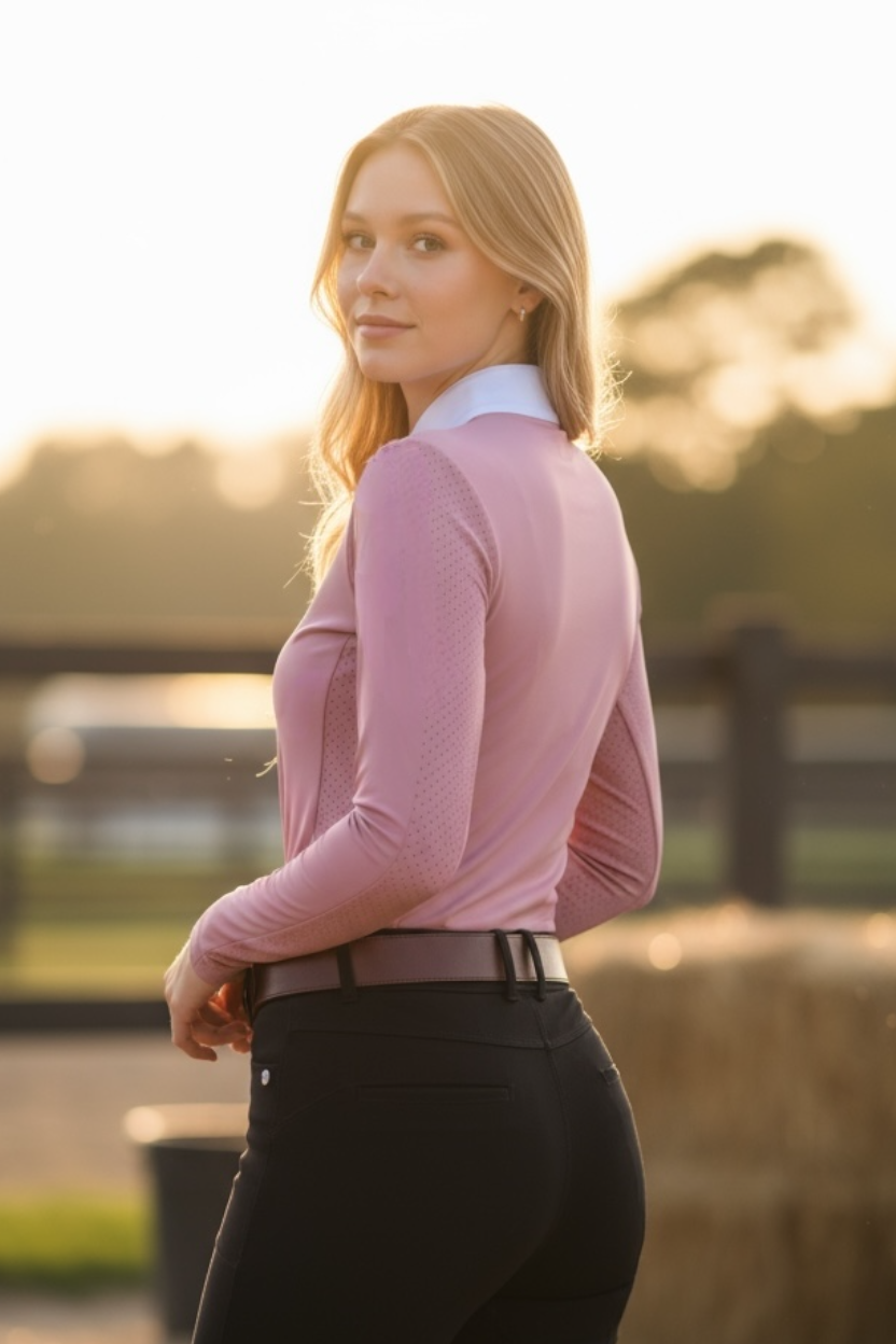 EQUESTRIAN šššš ššššš LONG SLEEVE | BABY PINK TECHNICAL STRETCH
