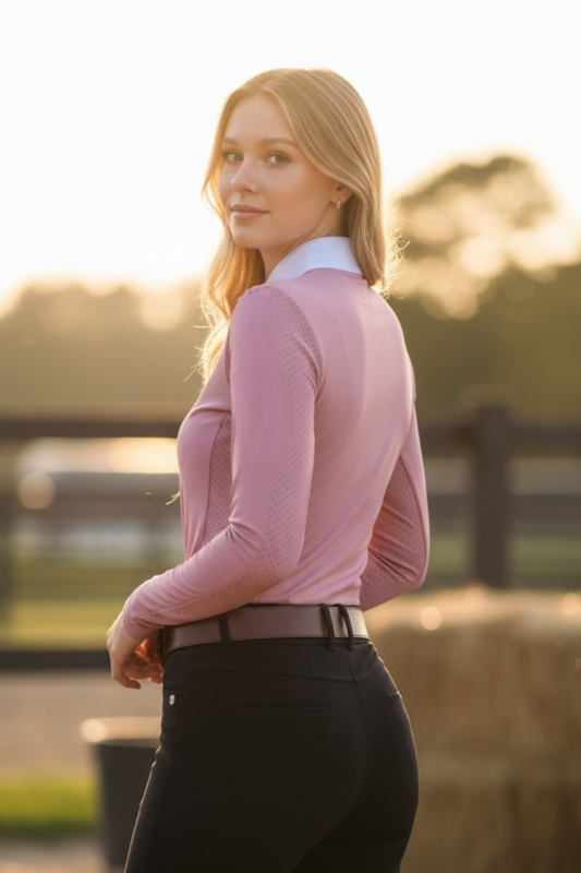 EQUESTRIAN 𝐁𝐀𝐒𝐄 𝐋𝐀𝐘𝐄𝐑 LONG SLEEVE | BABY PINK TECHNICAL STRETCH