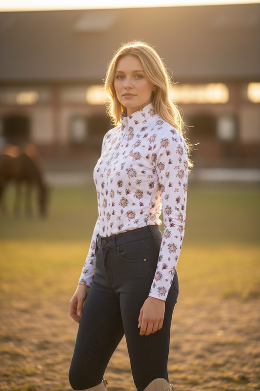 EQUESTRIAN 𝐁𝐀𝐒𝐄 𝐋𝐀𝐘𝐄𝐑 LONG SLEEVE | FLOWERS PRINT TECHNICAL STRETCH