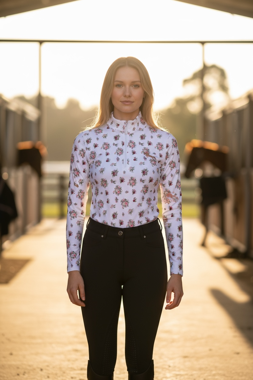EQUESTRIAN ππππ πππππ LONG SLEEVE | FLOWERS PRINT TECHNICAL STRETCH