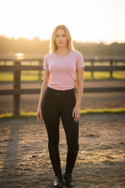 PINK SEAMLESS- Short Sleeve Riding Shirts