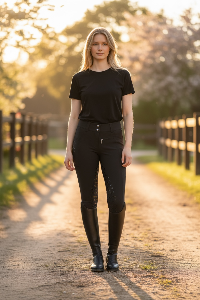 Black Breeches - Pink logo and pink pocket rim - Full-seat silicone seat