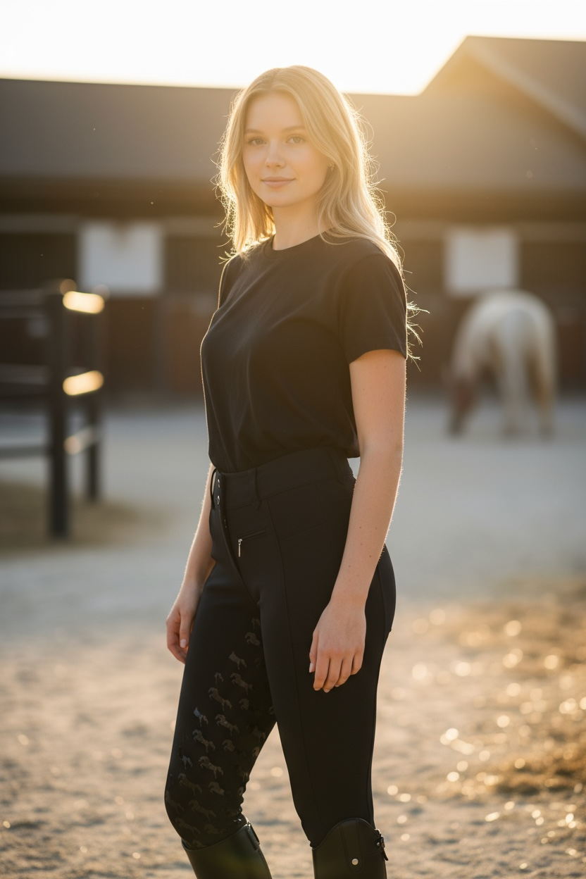 Black Breeches - Pink logo and pink pocket rim - Full-seat silicone seat