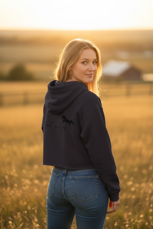 Babydoll Black Cropped hoodie - with black silicone print