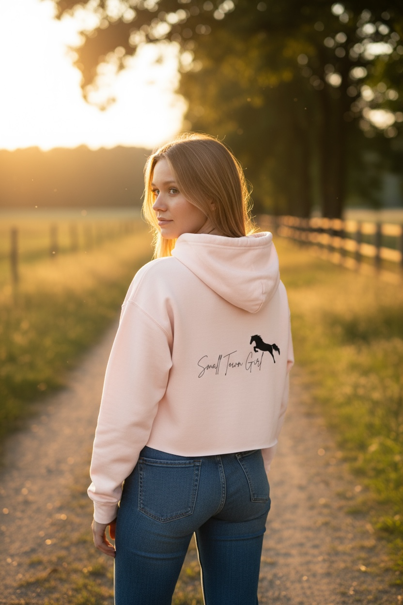 Babydoll pink cropped hoodie - black logo