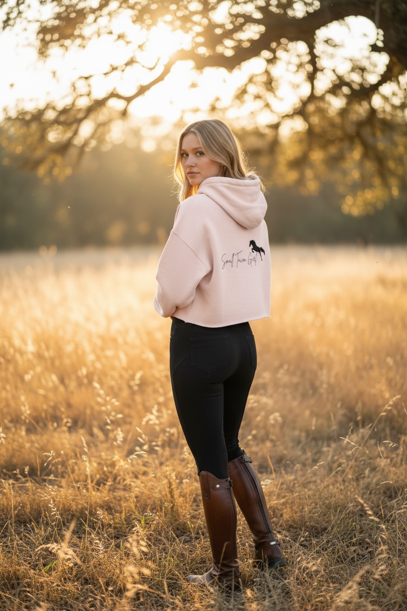 Babydoll pink cropped hoodie - black logo