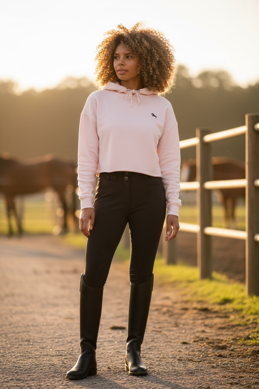 Babydoll pink cropped hoodie - black logo