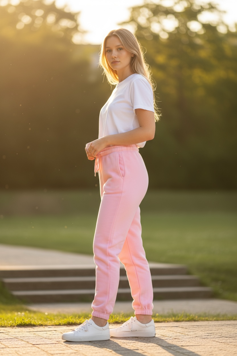 Pink sweatpants - black logo front and back