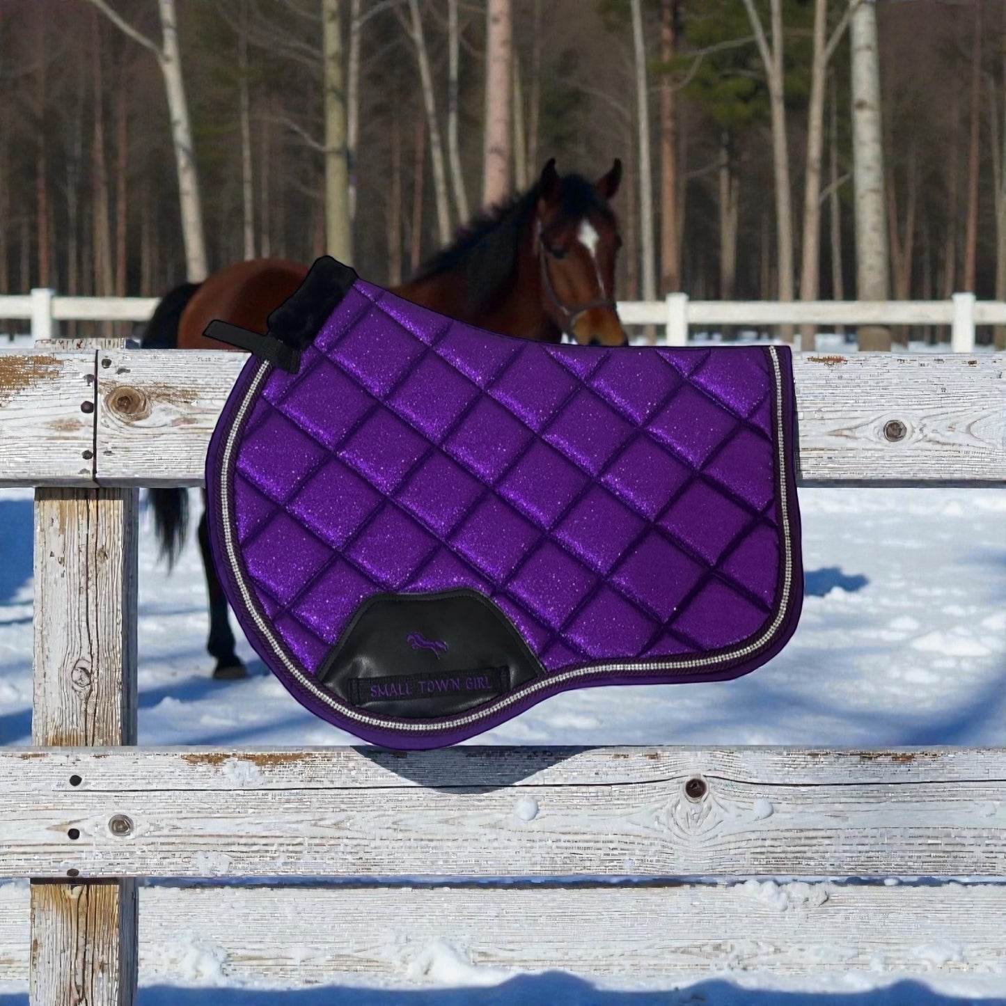 Purple Glitter & Rhinestone Saddle Pad – Glam Equestrian Style-Guimauve collection | Small Town Girl