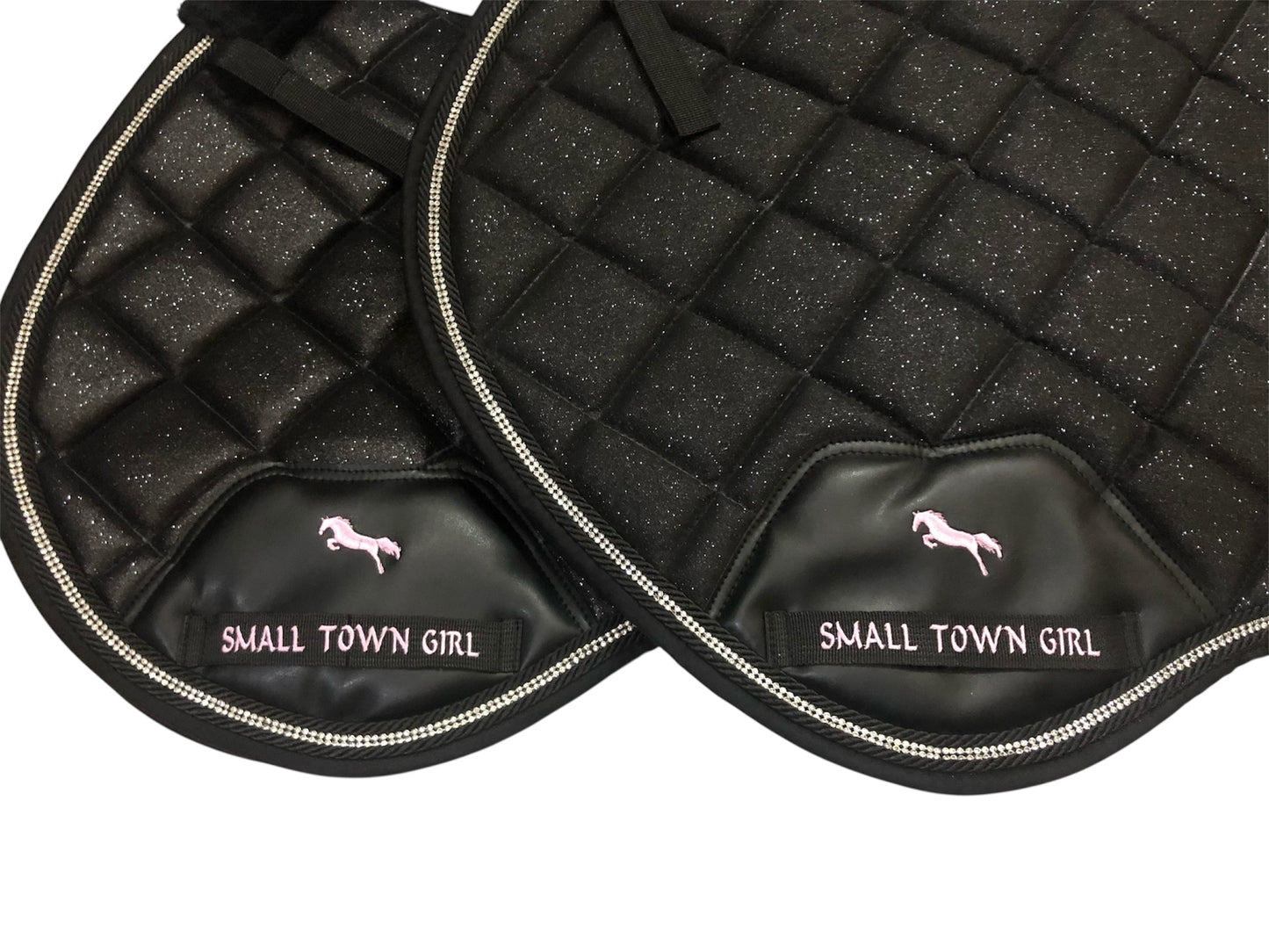 💎 Black Glitter & Rhinestone Saddle Pad – Glam Equestrian Style | Small Town Girl