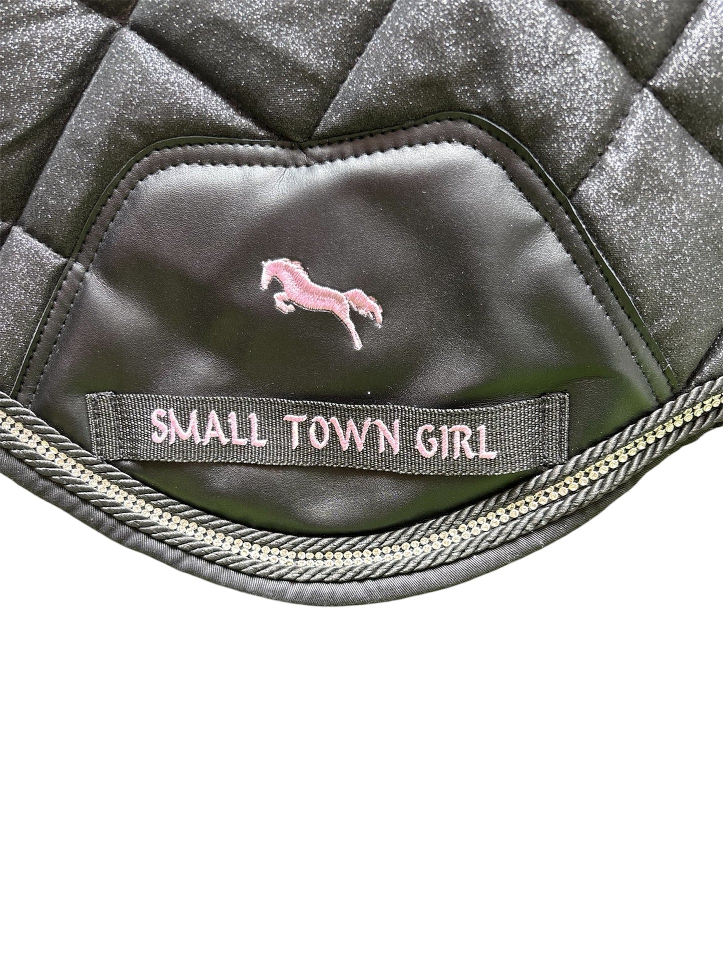 💎 Black Glitter & Rhinestone Saddle Pad – Glam Equestrian Style | Small Town Girl
