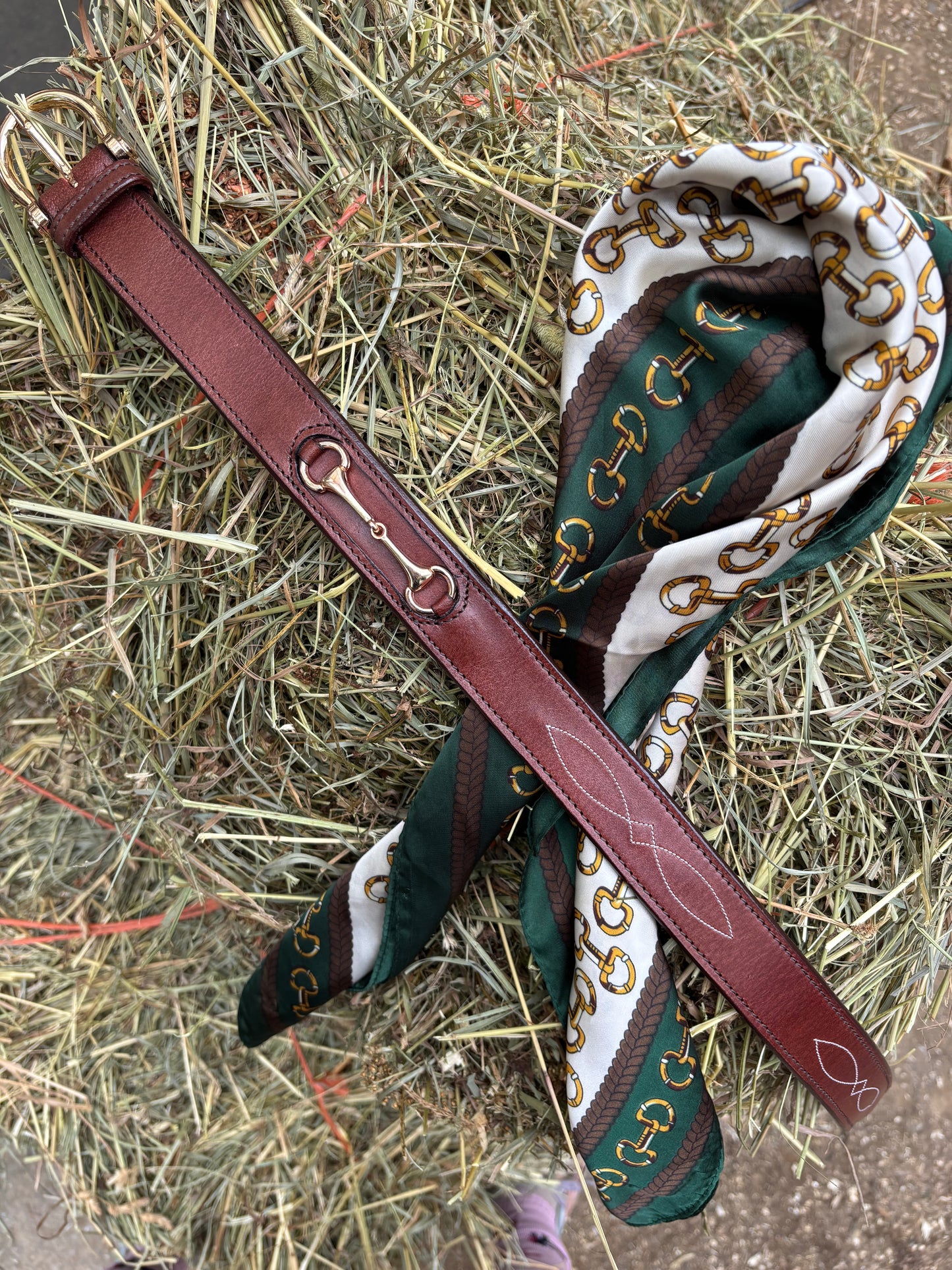 Wellington Belt | Cognac Leather Equestrian Belt with Gold Hardware