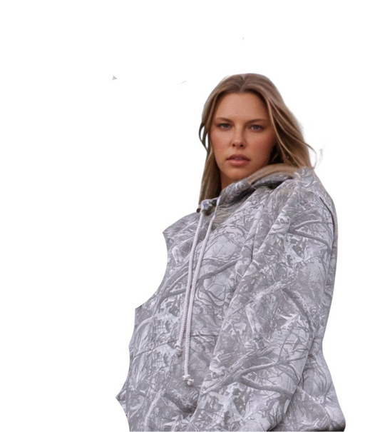 Aspen Camo Hoodie -pink puff print horse logo