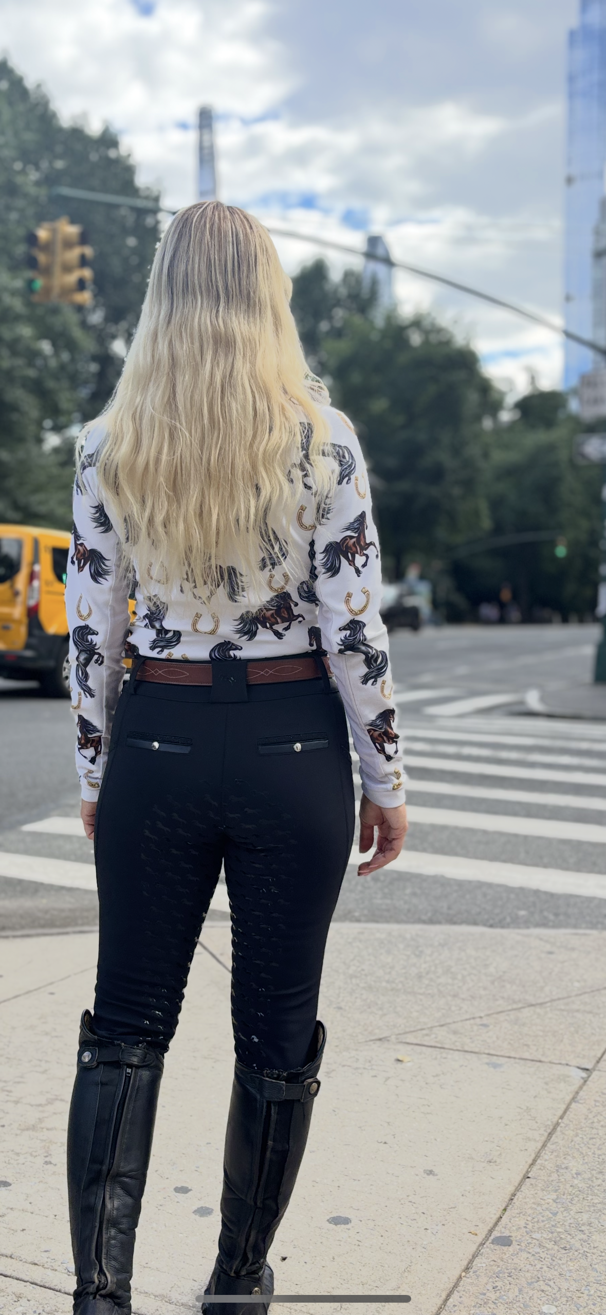MIDNIGHT RAIN BLACK EQUESTRIAN BREECHES | WOMEN’S RIDING PANTS | GLITTER BACK POCKET & SIDE POCKETS