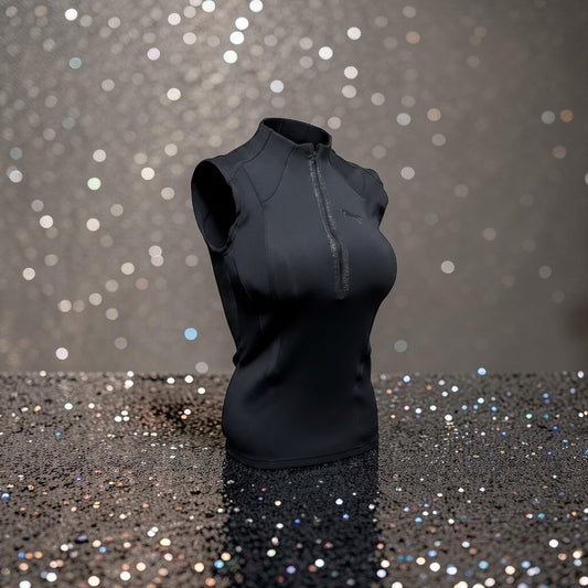 EQUESTRIAN 𝐒𝐋𝐄𝐄𝐕𝐄𝐋𝐄𝐒𝐒 Base Layer | Classic Black | Glitter Detail & Back Ventilation