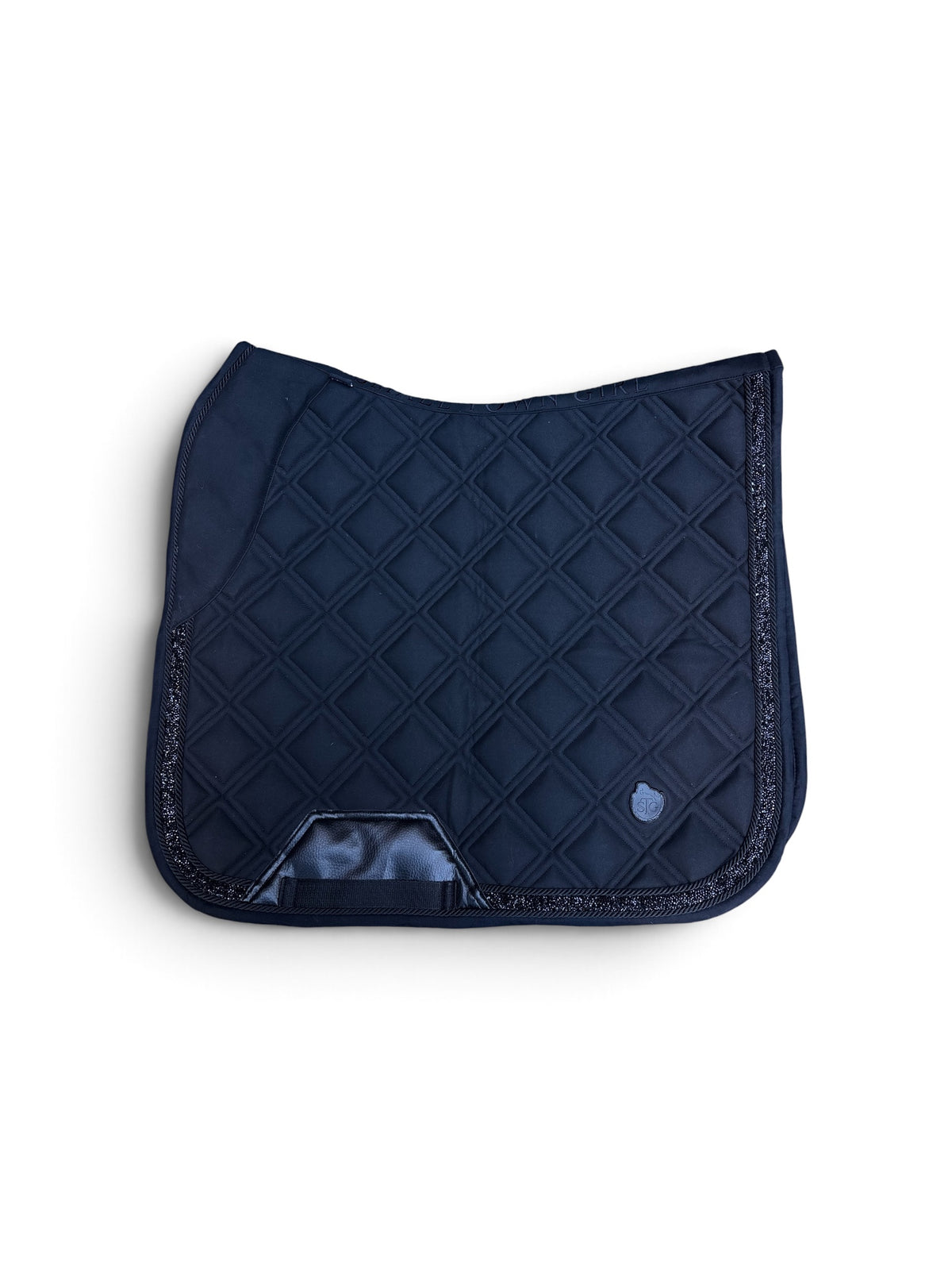 Black Diamond Dressage Saddle Pad | Black Suede & Rhinestone Trim