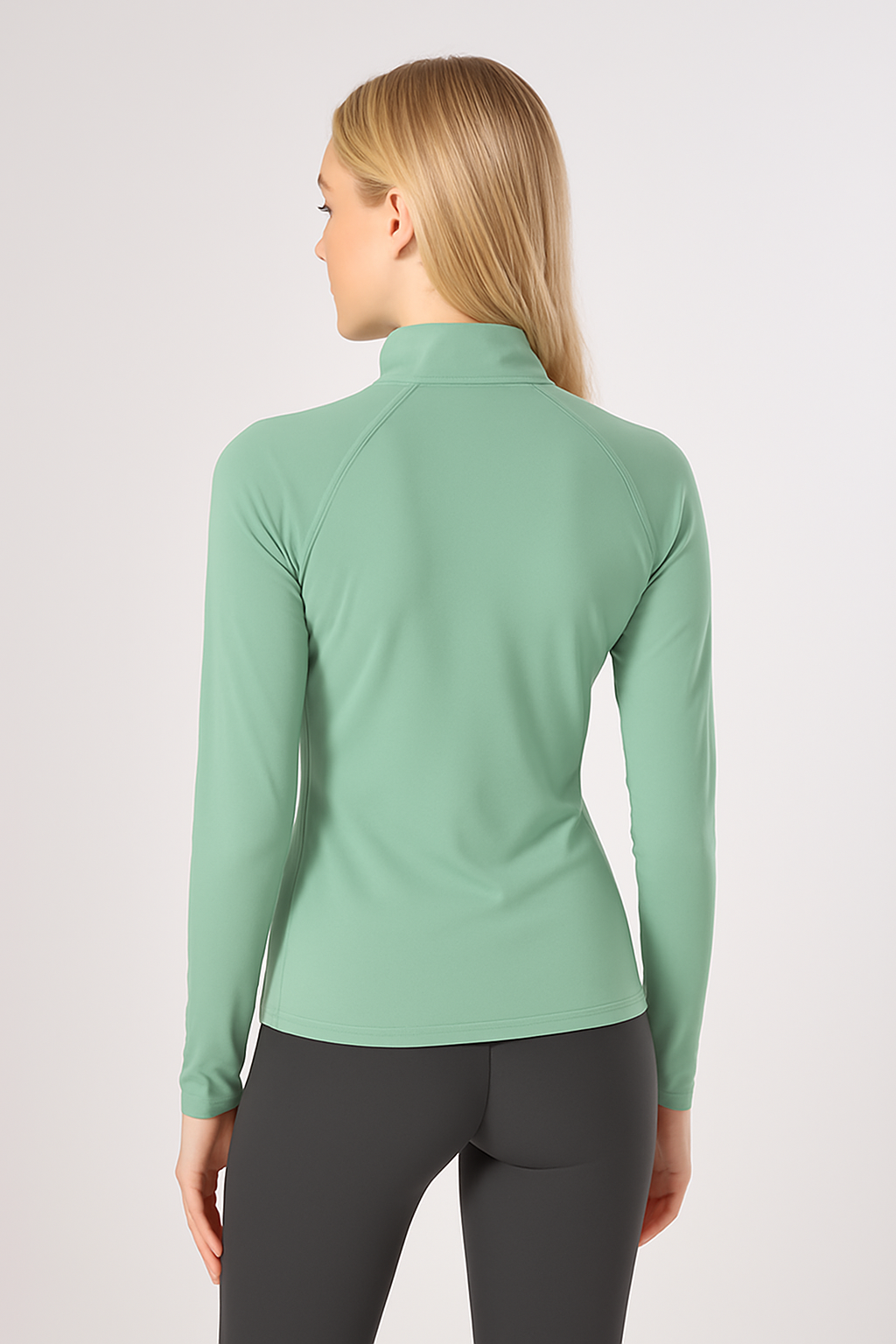 EQUESTRIAN 𝐁𝐀𝐒𝐄 𝐋𝐀𝐘𝐄𝐑 LONG SLEEVE | MINT GREEN WITH WHITE LOGO PRINT TECHNICAL STRETCH