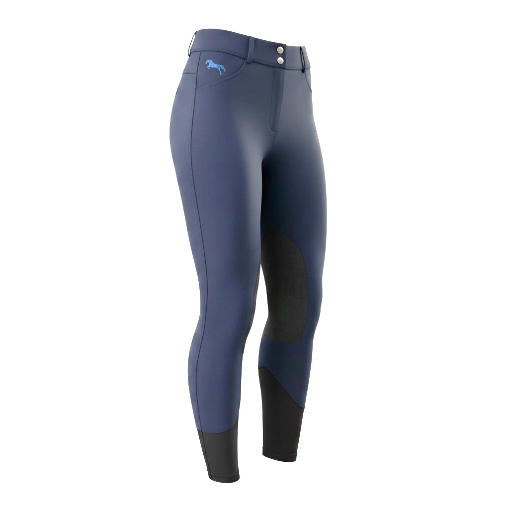 Pro Performance Breeches – Blue | Medium-Rise with Blue Knee Patches & Black Ankle Cuffs & Signature Embroidered Logo