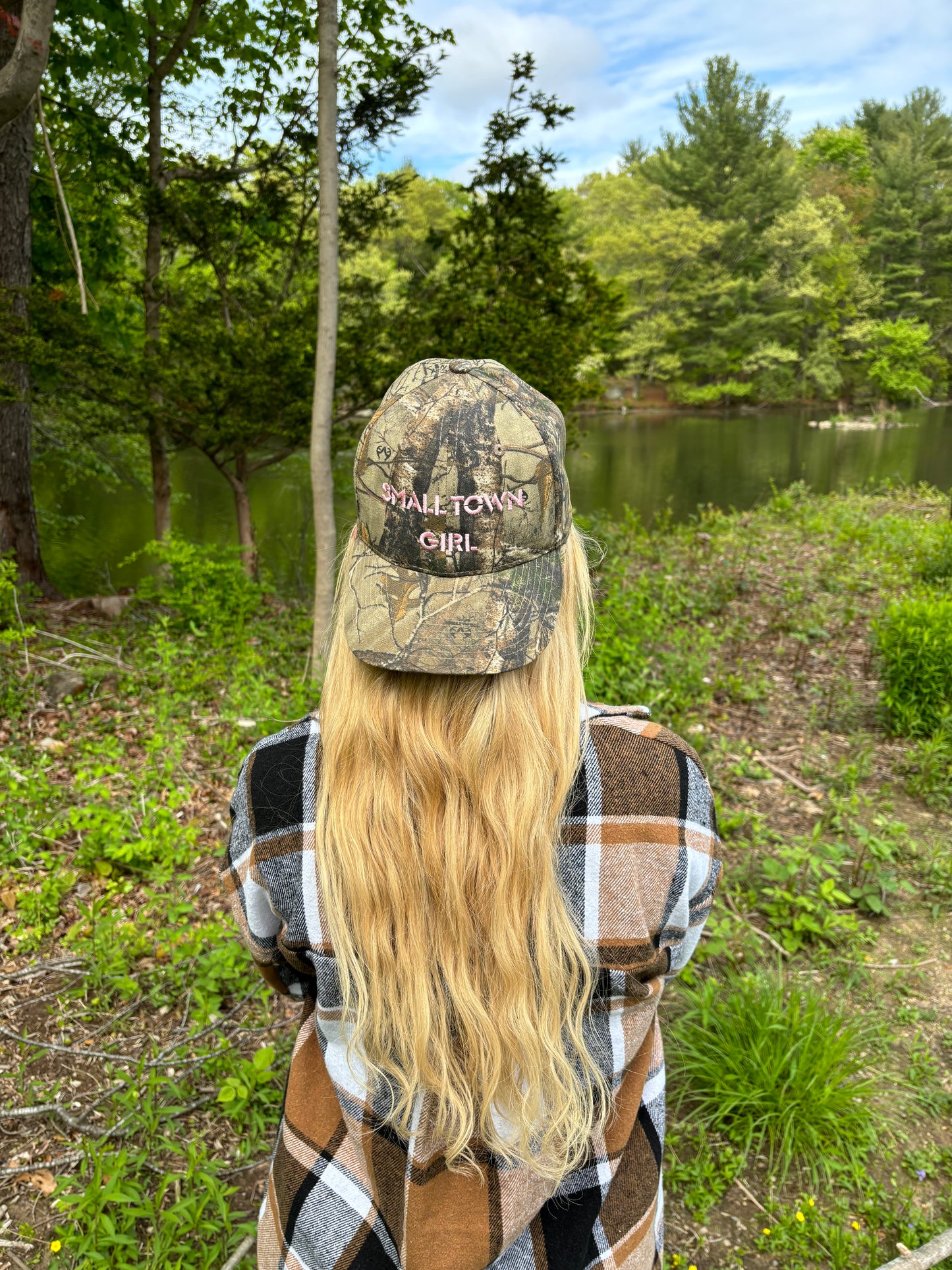 Camo cap RealTree™ print pink embroidery front logo and back