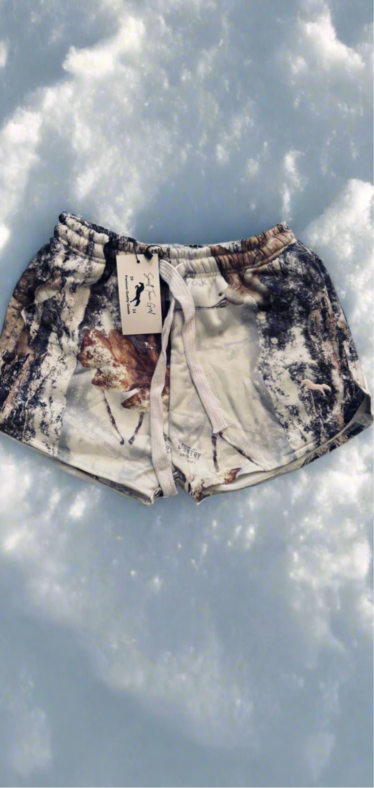 Camo Shorts-puff print logo - Mossy Oak Break-up Country Pattern