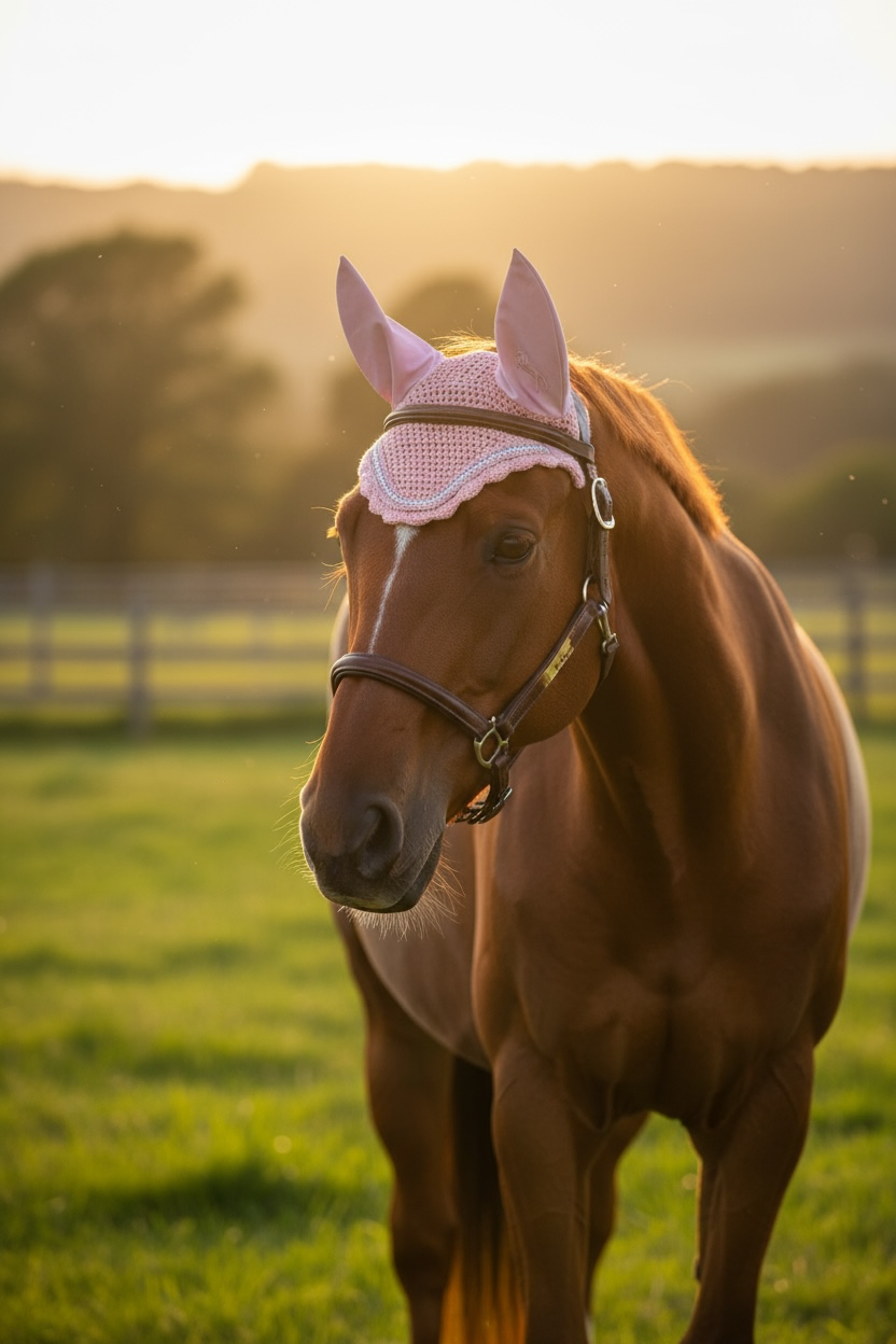 Pink Babydoll Ear Bonnet – Rhinestone Trim