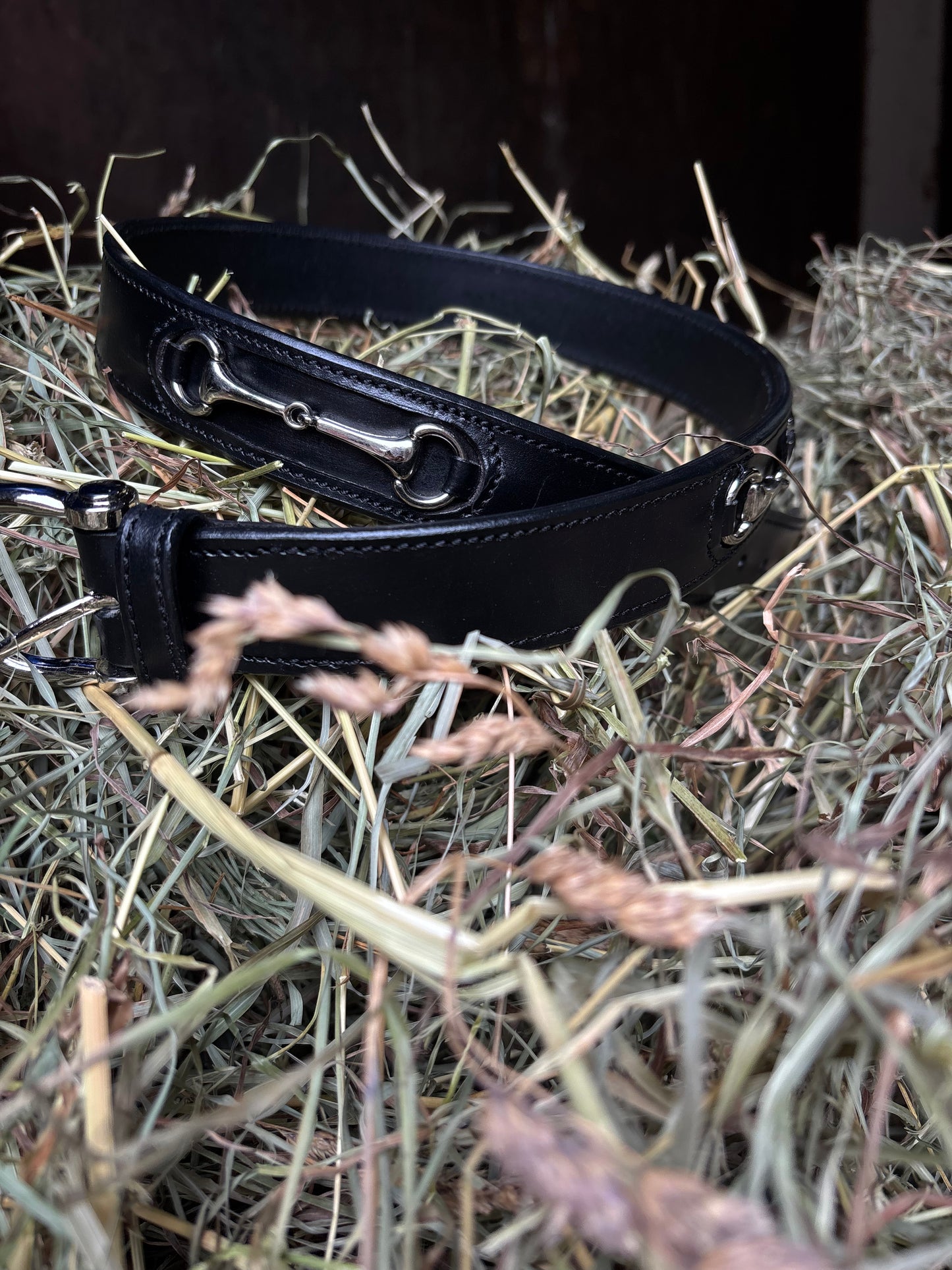 Lexington Belt | Black Leather Equestrian Bit Belt with Silver Hardware