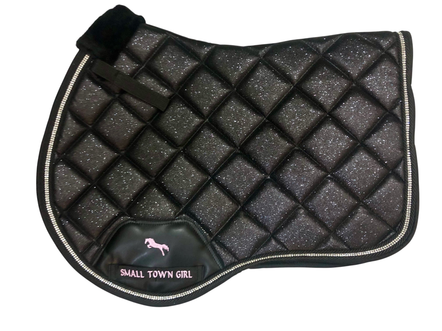 💎 Black Glitter & Rhinestone Saddle Pad – Glam Equestrian Style | Small Town Girl