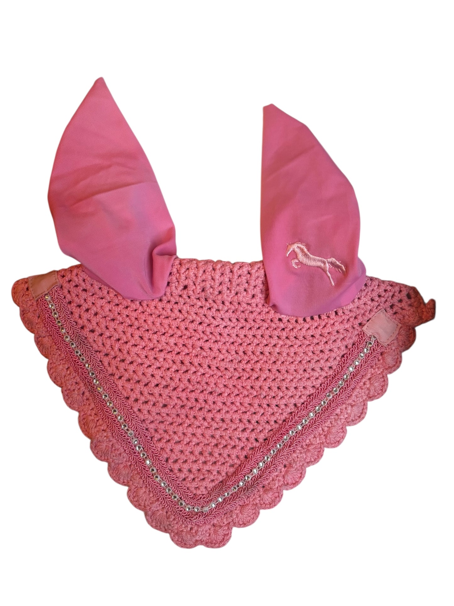Bubblegum Pink Ear Bonnet – Rhinestone Trim