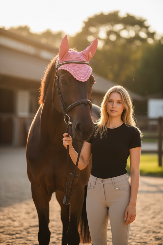 Bubblegum Pink Ear Bonnet – Rhinestone Trim