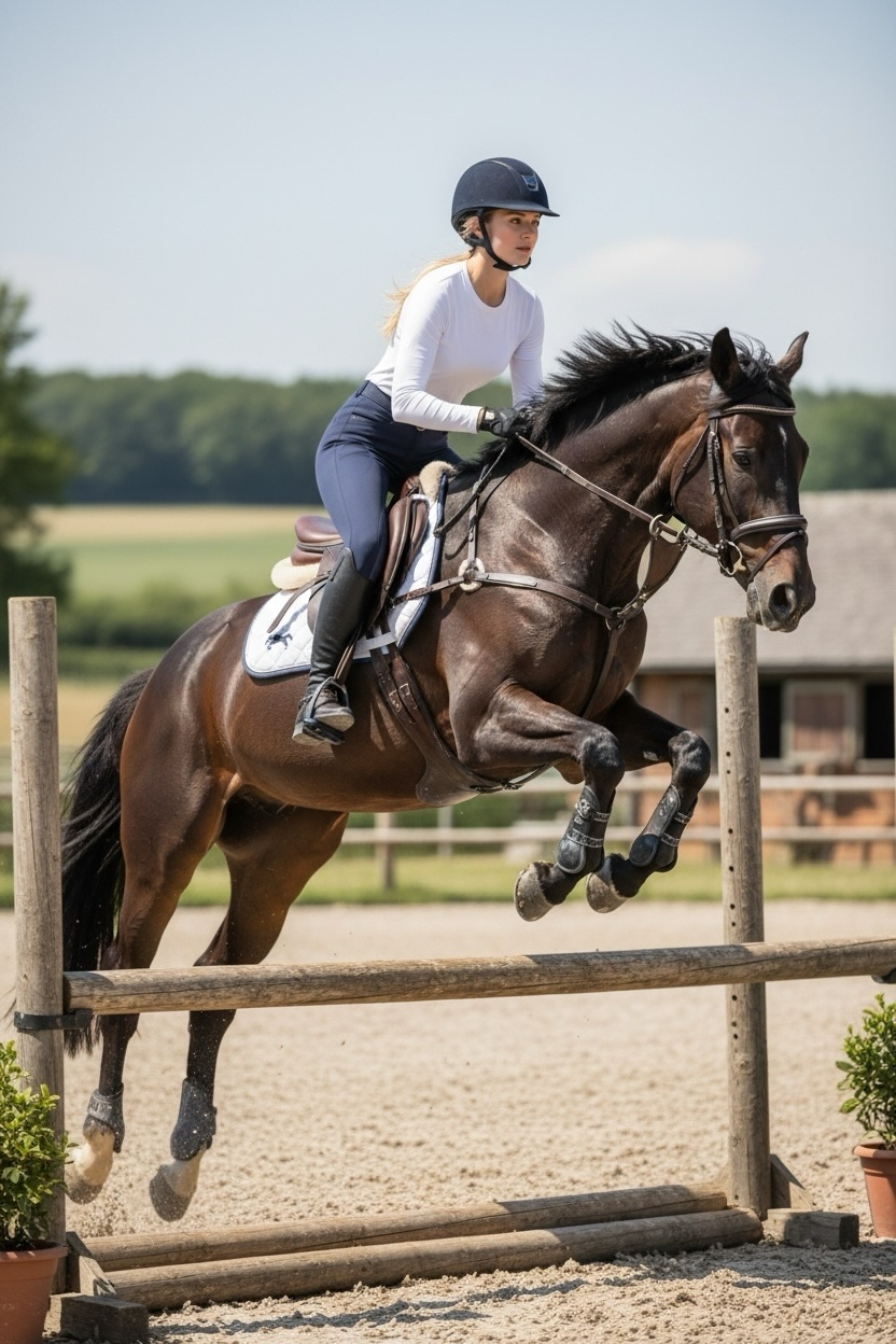 Pro Performance Breeches – Blue | Medium-Rise with Blue Knee Patches & Black Ankle Cuffs & Signature Embroidered Logo