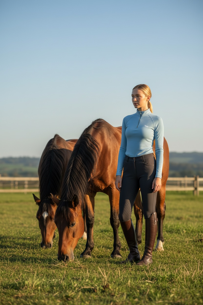 EQUESTRIAN 𝐁𝐀𝐒𝐄 𝐋𝐀𝐘𝐄𝐑 LONG SLEEVE | BABY BLUE WITH WHITE LOGO PRINT TECHNICAL STRETCH