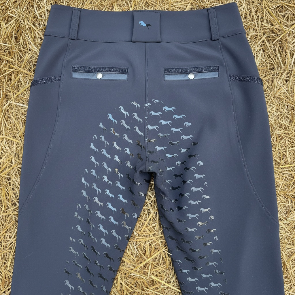 MIDNIGHT RAIN BLACK EQUESTRIAN BREECHES | WOMEN’S RIDING PANTS | GLITTER BACK POCKET & SIDE POCKETS