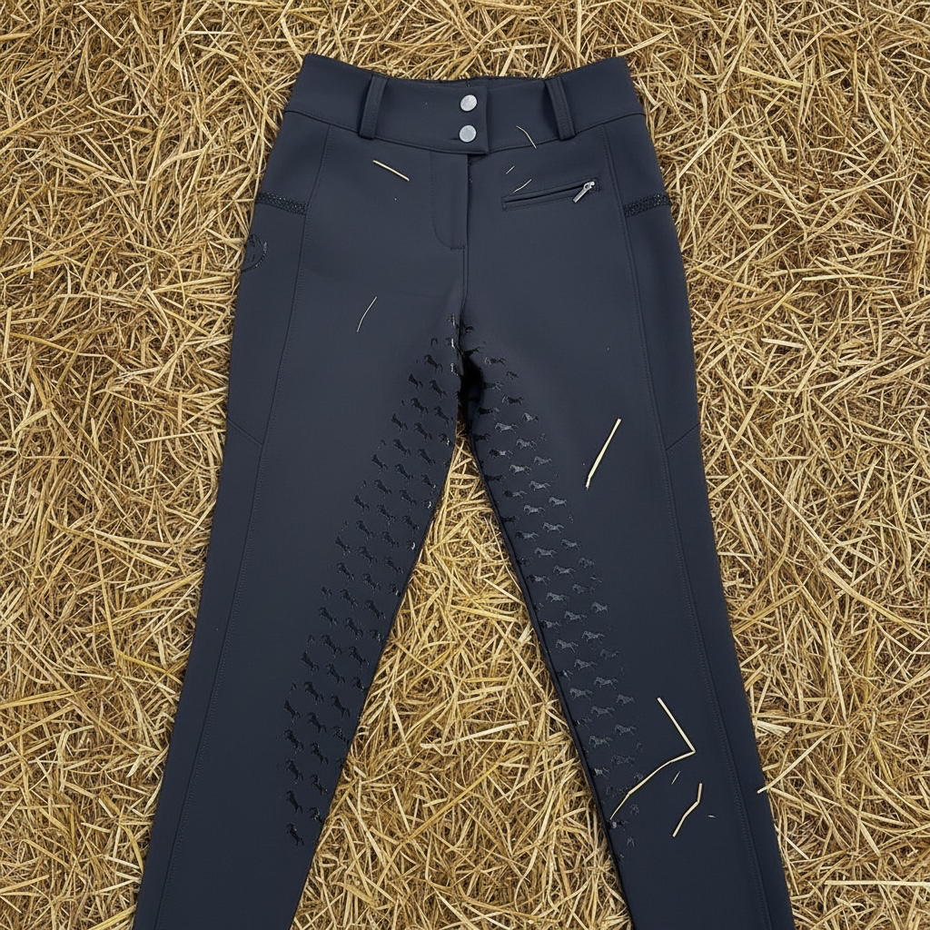 MIDNIGHT RAIN BLACK EQUESTRIAN BREECHES | WOMEN’S RIDING PANTS | GLITTER BACK POCKET & SIDE POCKETS