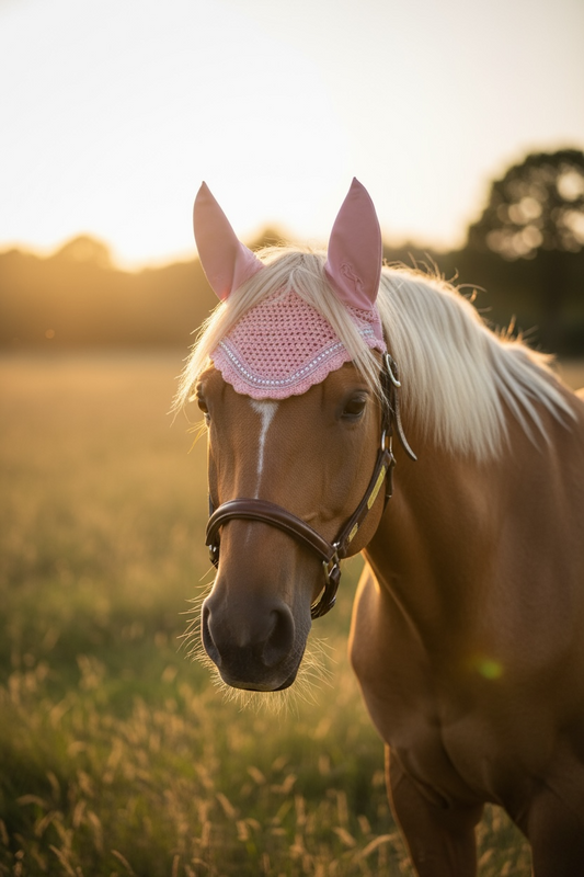 Pink Babydoll Ear Bonnet – Rhinestone Trim