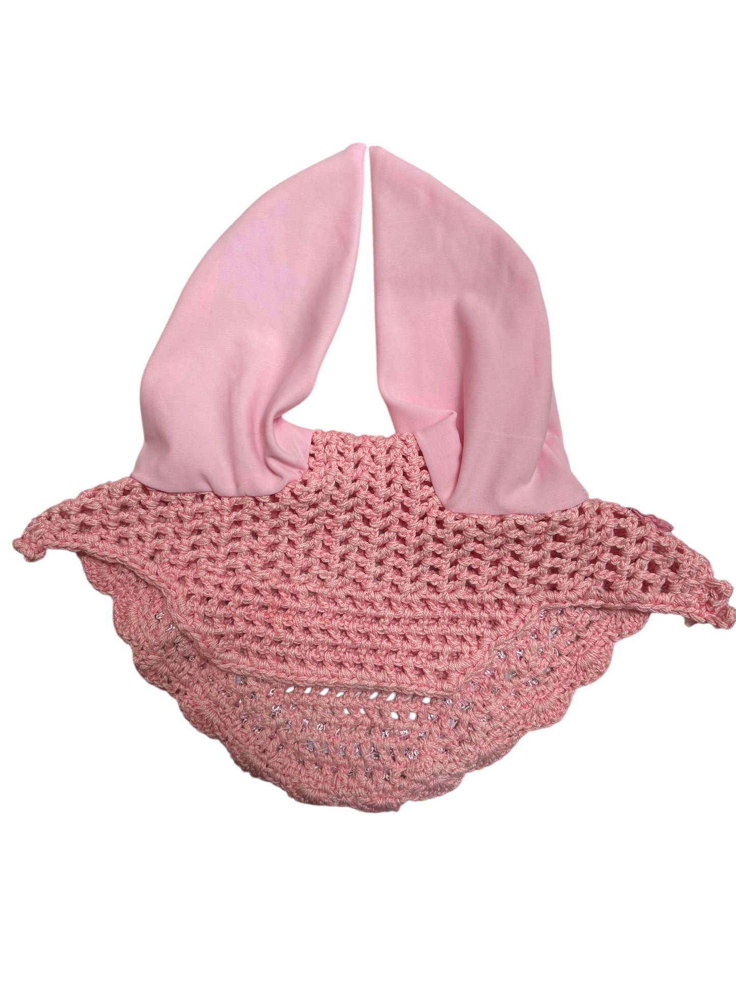 Pink Babydoll Ear Bonnet – Rhinestone Trim