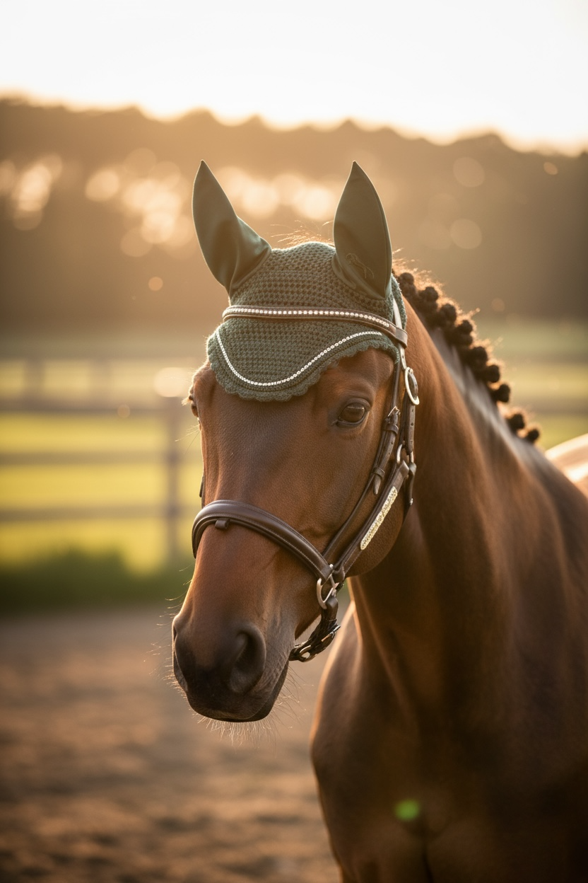 Green Derby Ear Bonnet – Rhinestone Trim