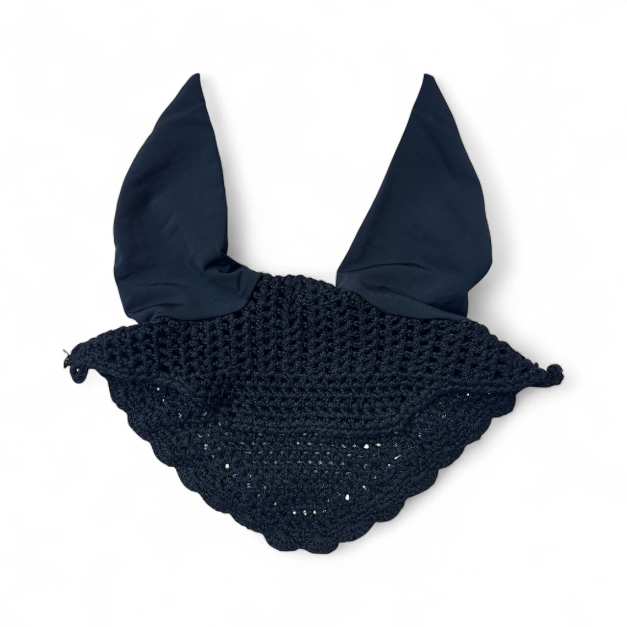 Midnight Black Ear Bonnet -Rhinestone Trim