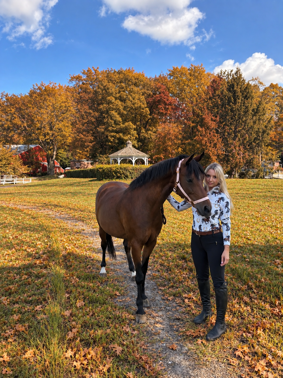 EQUESTRIAN 𝐁𝐀𝐒𝐄 𝐋𝐀𝐘𝐄𝐑 LONG SLEEVE | HORSES PRINT | TECHNICAL STRETCH & MESH VENTILATION